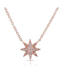Anne Sisteron - Pink 14kt Rose Gold Diamond Starburst Necklace - Lyst