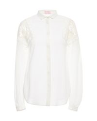 Giamba | White Pink Silk Georgette Small Flowers Blouse | Lyst