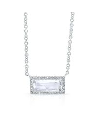Anne Sisteron - Metallic 14kt White Gold Rectangle White Topaz Diamond Necklace - Lyst