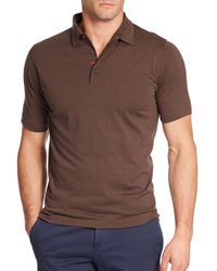 Isaia | Brown Cotton-silk Polo for Men | Lyst