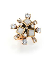 Oscar de la Renta | Blue Flower Cocktail Ring | Lyst