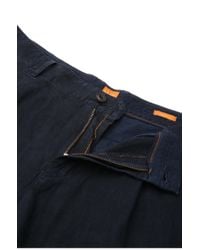 BOSS Orange Blue Regular-fit Shorts In Linen: 'stimo2-shorts-d' for men