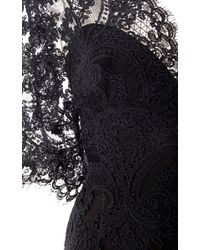Marchesa | Black Corded Lace Cocktail Dress | Lyst