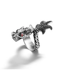 John Hardy | Dragon Wrap Ring With Black Enamel | Lyst