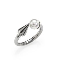 Majorica | Metallic 8mm White Pearl Spike Band Ring | Lyst