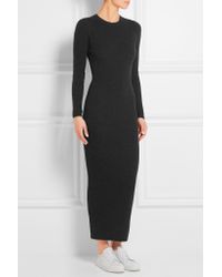 Theory Adrellana Ribbed Wool-blend Maxi Dress in Charcoal (Grey) - Lyst