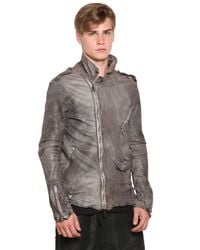 Giorgio Brato | Gray Vegetable Dyed Washed Leather Jacket for Men | Lyst