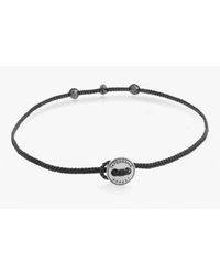 Tateossian | Diamond Knot Bracelet In Black Macramé With 3 Black Diamonds & Silver Button for Men | Lyst