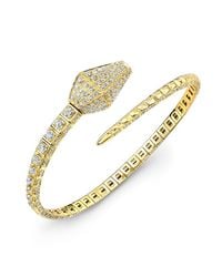 Anne Sisteron | 18kt Yellow Gold Diamond Snake Cuff | Lyst