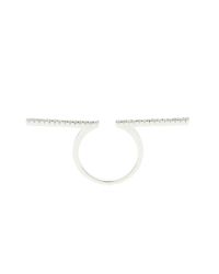 Anne Sisteron - 14kt White Gold Diamond Open Bar Ring - Lyst