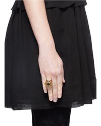 Alexander McQueen | Metallic Tiger Eye Stone Sphere Cube Stud Ring | Lyst