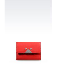 Emporio Armani | Pink Button Wallet In Boarded Calfskin With Key Ring | Lyst
