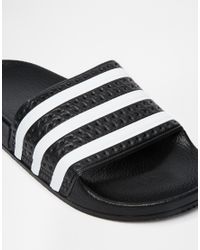 adidas Originals Originals Adilette Black & White Stripe Slider Sandals -  Lyst