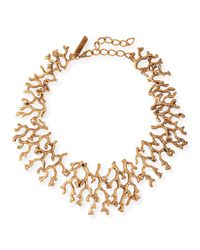 Oscar de la Renta | Gray Rectangular Bead Bib Necklace | Lyst