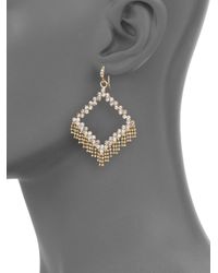ABS By Allen Schwartz | Metallic Geometric Fringe Drop Earrings | Lyst
