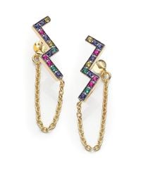 Elizabeth and James | Metallic Edo Carlu Multicolor Sapphire Zigzag Chain Earrings | Lyst