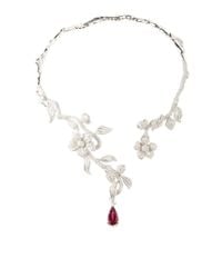 Wendy Yue | Metallic Single Rubelite and Flower Drop Necklace | Lyst