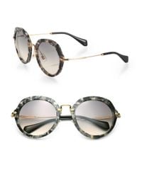 Miu Miu | Metallic 54mm Round Sunglasses | Lyst