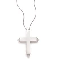 Eddie Borgo | Metallic White Lace Agate Crucifix Pendant Necklace | Lyst