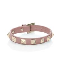 Valentino | Pink Rockstud Small Leather Bracelet | Lyst