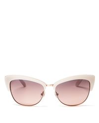 Kate Spade | Beige Mirrored Genette Cat Eye Sunglasses, 56mm | Lyst