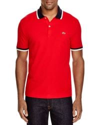 Lacoste | Red Stretch Cotton Slim Fit Polo for Men | Lyst