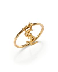 Saint Laurent | Metallic Monogramme Fin Signature Charm Ring | Lyst