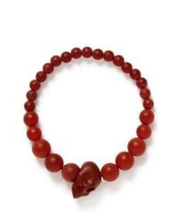 Alexander McQueen | Red Resin Bead Skull Bracelet for Men | Lyst