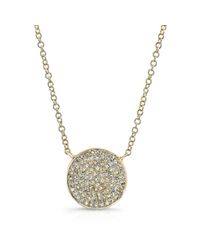 Anne Sisteron - 14kt Yellow Gold Diamond Medium Disc Necklace - Lyst