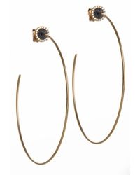 Diane Kordas | Metallic Hoop earrings in yellow gold with A plain circular pave diamond base | Lyst