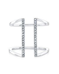 Anne Sisteron - Metallic 14kt White Gold Diamond Straight Double Bar Ring - Lyst