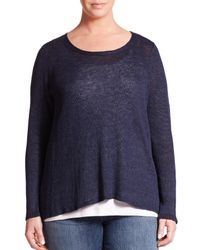 Eileen Fisher | Blue Linen Hi-lo Top | Lyst