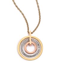 Michael Kors | Metallic Brilliance Statement Tri-tone Circular Pavé Pendant Necklace | Lyst