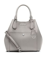 MICHAEL Michael Kors | Gray Saffiano Leather Grab Bag | Lyst
