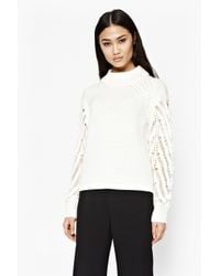 French Connection | White Kora Laddered Sleeves Jumper | Lyst