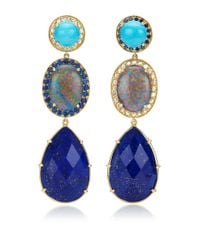 Andrea Fohrman | Blue Unique Turquoise Oval Australian Opal with Rosecut Diamonds Earrings | Lyst