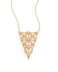 Adriana Orsini | Metallic Kaleidoscope Crystal Inverted Triangle Pendant Necklace | Lyst
