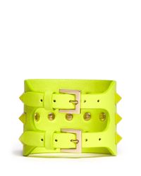 Valentino | Yellow 'rockstud' Wide Leather Bracelet | Lyst