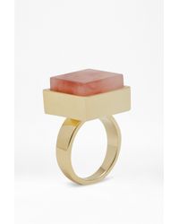 French Connection | Orange Square Stone Ring | Lyst