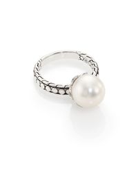 John Hardy | Metallic Dot 10mm White Pearl, Diamond & Sterling Silver Charm Ring | Lyst