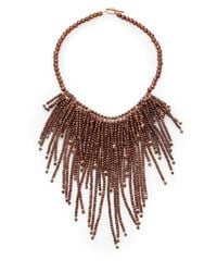 Brunello Cucinelli | Brown Beaded Fringe Necklace | Lyst