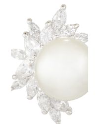 Fallon | Metallic Pearl And Cubic Zirconia Cluster Marquis Stud Earrings | Lyst