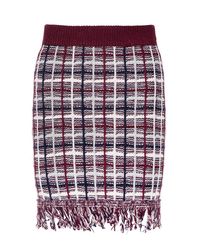 Pixie Market - Purple Burgundy And Ivory Knit Fringe Skirt - Lyst