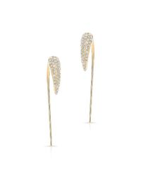 Anne Sisteron - 14kt Yellow Gold Diamond Horn Long Back Bar Earrings - Lyst