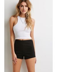 Forever 21 High-waisted Chino Shorts in Black | Lyst