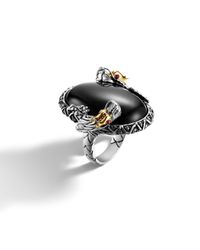 John Hardy | Black Oval Double Dragon Head Ring | Lyst