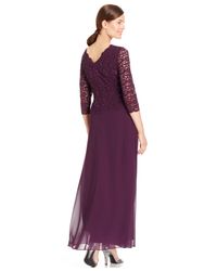 alex evenings sequin lace & chiffon gown