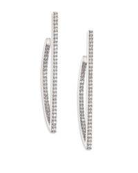 Adriana Orsini | Metallic Twiggy Pavé Sterling Silver Geometric Hoop Earrings | Lyst