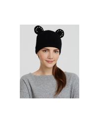 Helene Berman | Black Beanie With Studded Ears | Lyst