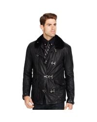 Polo Ralph Lauren Leather Fireman's Jacket in Black for Men - Lyst